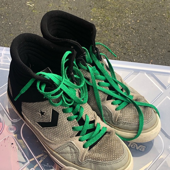 Converse Chuck Taylor All Star Men’s High Top Beige Blue Canvas Sneakers Sz 7.5 - Picture 3 of 11